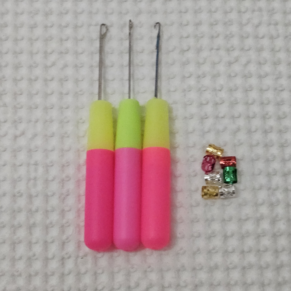 Set of Neon Crochet Hooks with Beads